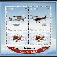 Mali 2013 Classic Airplanes perf sheetlet containing two values & two labels unmounted mint