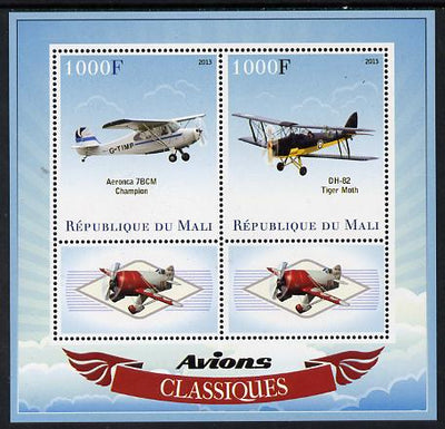 Mali 2013 Classic Airplanes perf sheetlet containing two values & two labels unmounted mint