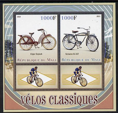 Mali 2013 Classic Bicycles perf sheetlet containing two values & two labels unmounted mint