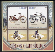 Mali 2013 Classic Bicycles imperf sheetlet containing two values & two labels unmounted mint
