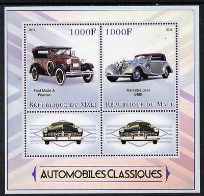 Mali 2013 Classic Cars perf sheetlet containing two values & two labels unmounted mint