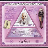 Gabon 2014 Great Inventions & Discoveries - The Rocket imperf sheetlet containing two values (triangular & trapezoidal shaped) unmounted mint