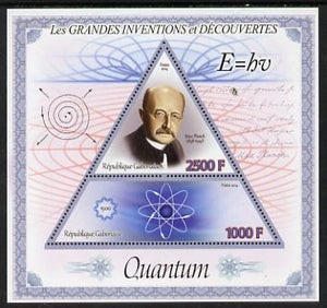 Gabon 2014 Great Inventions & Discoveries - Max Planck & Quantum Physics perf sheetlet containing two values (triangular & trapezoidal shaped) unmounted mint