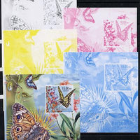 Mozambique 2013 Butterflies #4 - the set of 5 imperf progressive proofs comprising the 4 individual colours plus all 4-colour composite, unmounted mint