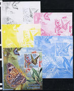 Mozambique 2013 Butterflies #4 - the set of 5 imperf progressive proofs comprising the 4 individual colours plus all 4-colour composite, unmounted mint