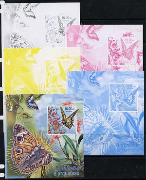 Mozambique 2013 Butterflies #4 - the set of 5 imperf progressive proofs comprising the 4 individual colours plus all 4-colour composite, unmounted mint