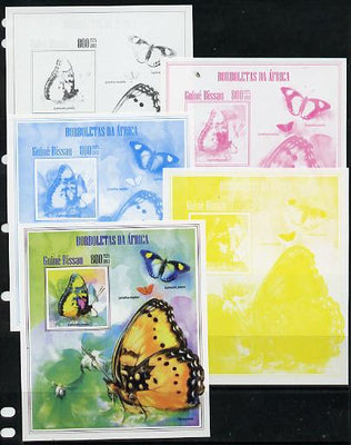 Guinea - Bissau 2013 Butterflies #10 - the set of 5 imperf progressive proofs comprising the 4 individual colours plus all 4-colour composite, unmounted mint