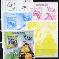 Guinea - Bissau 2013 Butterflies #11 - the set of 5 imperf progressive proofs comprising the 4 individual colours plus all 4-colour composite, unmounted mint