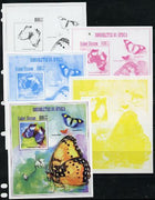 Guinea - Bissau 2013 Butterflies #11 - the set of 5 imperf progressive proofs comprising the 4 individual colours plus all 4-colour composite, unmounted mint