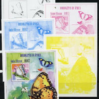 Guinea - Bissau 2013 Butterflies #12 - the set of 5 imperf progressive proofs comprising the 4 individual colours plus all 4-colour composite, unmounted mint