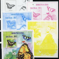 Guinea - Bissau 2013 Butterflies #13 - the set of 5 imperf progressive proofs comprising the 4 individual colours plus all 4-colour composite, unmounted mint