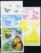 Guinea - Bissau 2013 Butterflies #13 - the set of 5 imperf progressive proofs comprising the 4 individual colours plus all 4-colour composite, unmounted mint