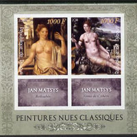 Djibouti 2014 Classical Nude Painters - Jan Matsys imperf sheetlet containing two values plus two labels unmounted mint