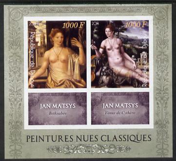 Djibouti 2014 Classical Nude Painters - Jan Matsys imperf sheetlet containing two values plus two labels unmounted mint