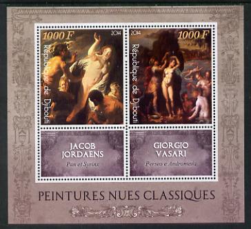 Djibouti 2014 Classical Nude Painters - Jordaens & Vasari perf sheetlet containing two values plus two labels unmounted mint