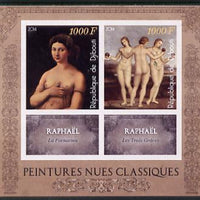 Djibouti 2014 Classical Nude Painters - Raphael imperf sheetlet containing two values plus two labels unmounted mint