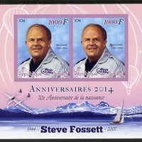 Djibouti 2014 Anniversaries - Steve Fossett imperf sheetlet containing two values unmounted mint