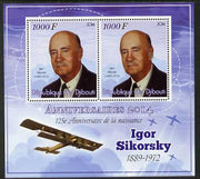 Djibouti 2014 Anniversaries - Igor Sikorsky perf sheetlet containing two values unmounted mint