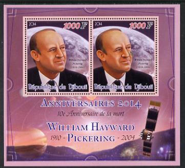 Djibouti 2014 Anniversaries - William Hayward Pickering perf sheetlet containing two values unmounted mint