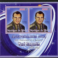 Djibouti 2014 Anniversaries - Yuri Gagarin perf sheetlet containing two values unmounted mint
