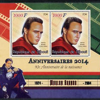 Djibouti 2014 Anniversaries - Marlon Brando perf sheetlet containing two values unmounted mint