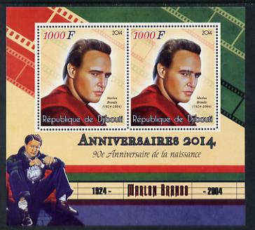 Djibouti 2014 Anniversaries - Marlon Brando perf sheetlet containing two values unmounted mint