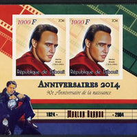 Djibouti 2014 Anniversaries - Marlon Brando imperf sheetlet containing two values unmounted mint