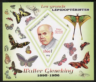 Mali 2014 Famous Lepidopterists & Butterflies - Walter Gieseking imperf s/sheet containing one diamond shaped value unmounted mint