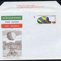 Italy 1983 First Balloon Flight Anniversary 500L Aerogramme unused and fine, folded along fold lines