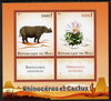 Mali 2014 Rhinos & Cactus perf sheetlet containing two values & two labels unmounted mint