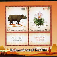 Mali 2014 Rhinos & Cactus perf sheetlet containing two values & two labels unmounted mint