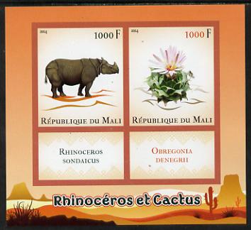 Mali 2014 Rhinos & Cactus imperf sheetlet containing two values & two labels unmounted mint