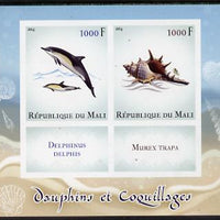 Mali 2014 Dolphins & Shells imperf sheetlet containing two values & two labels unmounted mint