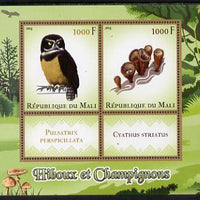 Mali 2014 Owls & Mushrooms perf sheetlet containing two values & two labels unmounted mint