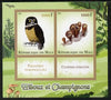 Mali 2014 Owls & Mushrooms imperf sheetlet containing two values & two labels unmounted mint