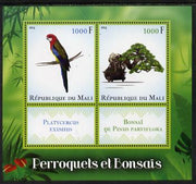 Mali 2014 Parrots & Bonsai perf sheetlet containing two values & two labels unmounted mint