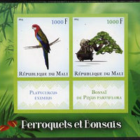 Mali 2014 Parrots & Bonsai imerf sheetlet containing two values & two labels unmounted mint