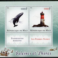 Mali 2014 Whales & Lighthouses perf sheetlet containing two values & two labels unmounted mint
