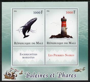Mali 2014 Whales & Lighthouses perf sheetlet containing two values & two labels unmounted mint