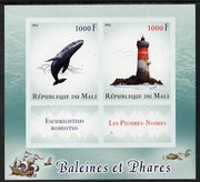 Mali 2014 Whales & Lighthouses imperf sheetlet containing two values & two labels unmounted mint
