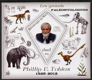 Mali 2014 Famous Paleontologists & Dinosaurs - Phillip V Tobias perf s/sheet containing one diamond shaped value unmounted mint