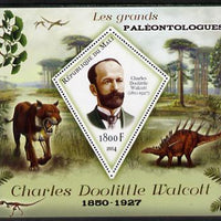 Mali 2014 Famous Paleontologists & Dinosaurs - Charles Doolittle Walcott perf s/sheet containing one diamond shaped value unmounted mint