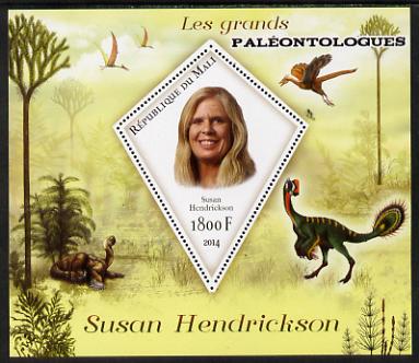 Mali 2014 Famous Paleontologists & Dinosaurs - Susan Hendrickson perf s/sheet containing one diamond shaped value unmounted mint