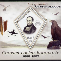 Mali 2014 Famous Ornithologists & Birds - Charles Lucien Bonaparte perf s/sheet containing one diamond shaped value unmounted mint