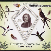 Mali 2014 Famous Ornithologists & Birds - George Edwards perf s/sheet containing one diamond shaped value unmounted mint