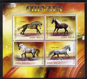 Madagascar 2014 Horses perf sheetlet containing 4 values unmounted mint