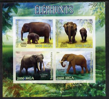 Madagascar 2014 Elephants imperf sheetlet containing 4 values unmounted mint