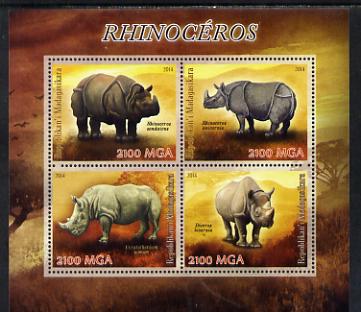 Madagascar 2014 Rhinos perf sheetlet containing 4 values unmounted mint