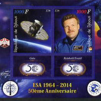 Djibouti 2014 50th Anniversary of European Space Agency - Gaia & Reinhold Ewald perf sheetlet containing 2 values plus 2 label unmounted mint