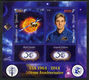 Djibouti 2014 50th Anniversary of European Space Agency - BepiColombo & Leopold Eyharts perf sheetlet containing 2 values plus 2 label unmounted mint